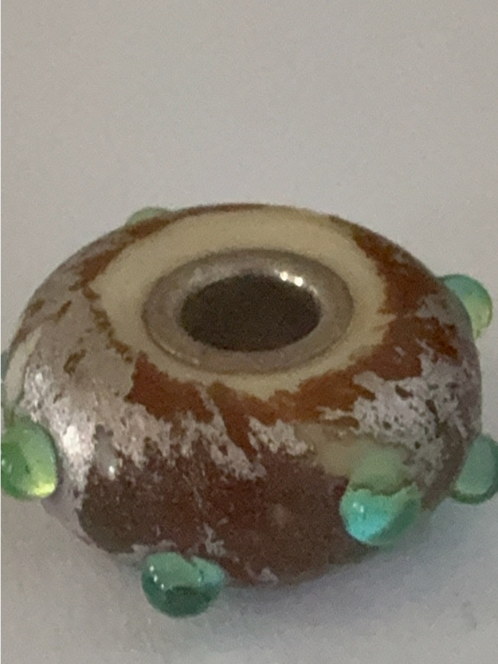 Brown and Turquoise Glass Bead Bracelet Charm - Picture 2 of 4